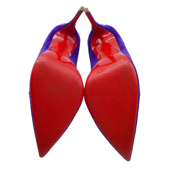 CHRISTIAN LOUBOUTIN CANDIDATE 100 PURPLE EMBELLISHED POINTED TOE SUEDE PUMPS - Picture 7 of 7